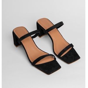 By Far Tanya Black Suede Heels